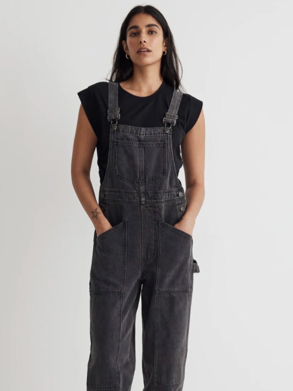 Denim Oversized Carpenter Overalls in Hartwell Wash - NWT